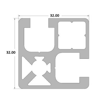 10-3232-0-1000MM MODULAR SOLUTIONS EXTRUDED PROFILE<br>32MM X 32MM, CUT TO THE LENGTH OF 1000 MM